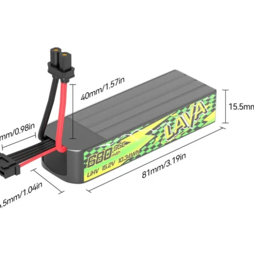 BetaFPV LAVA II 4S 680mAh 95C 2vnt.