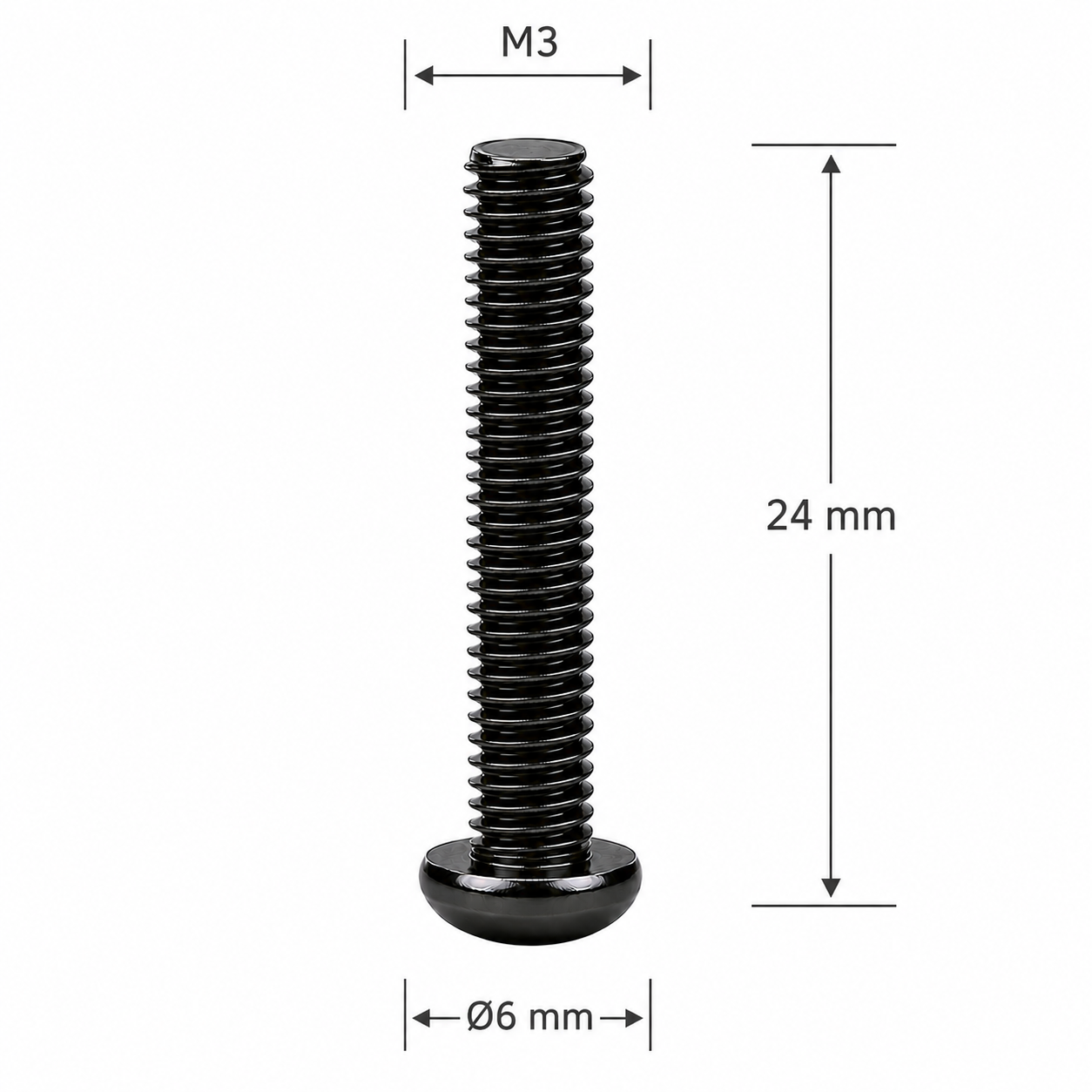 2 M3x24 Screw Mushroom Head 1 M3x24 Mushroom varžtas - Image 2